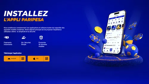 Capture décran de la page de téléchargement de Paripesa APK et iOS